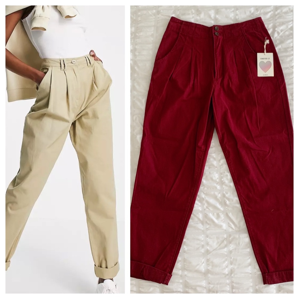 NWT Burgundy Pleated Chino Pants